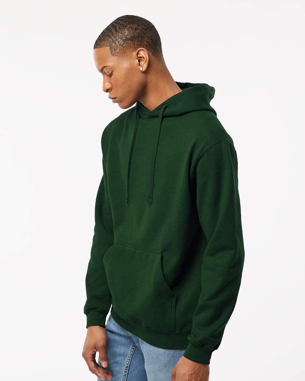 Unisex Fleece Hooded Sweatshirt - OnModelSide - B31359542 - Forest