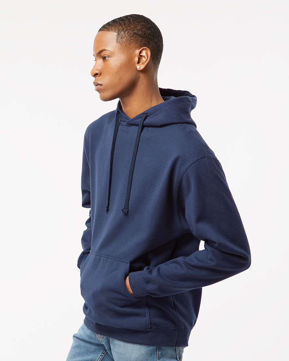 Unisex Fleece Hooded Sweatshirt - OnModelSide - B31359652 - Navy