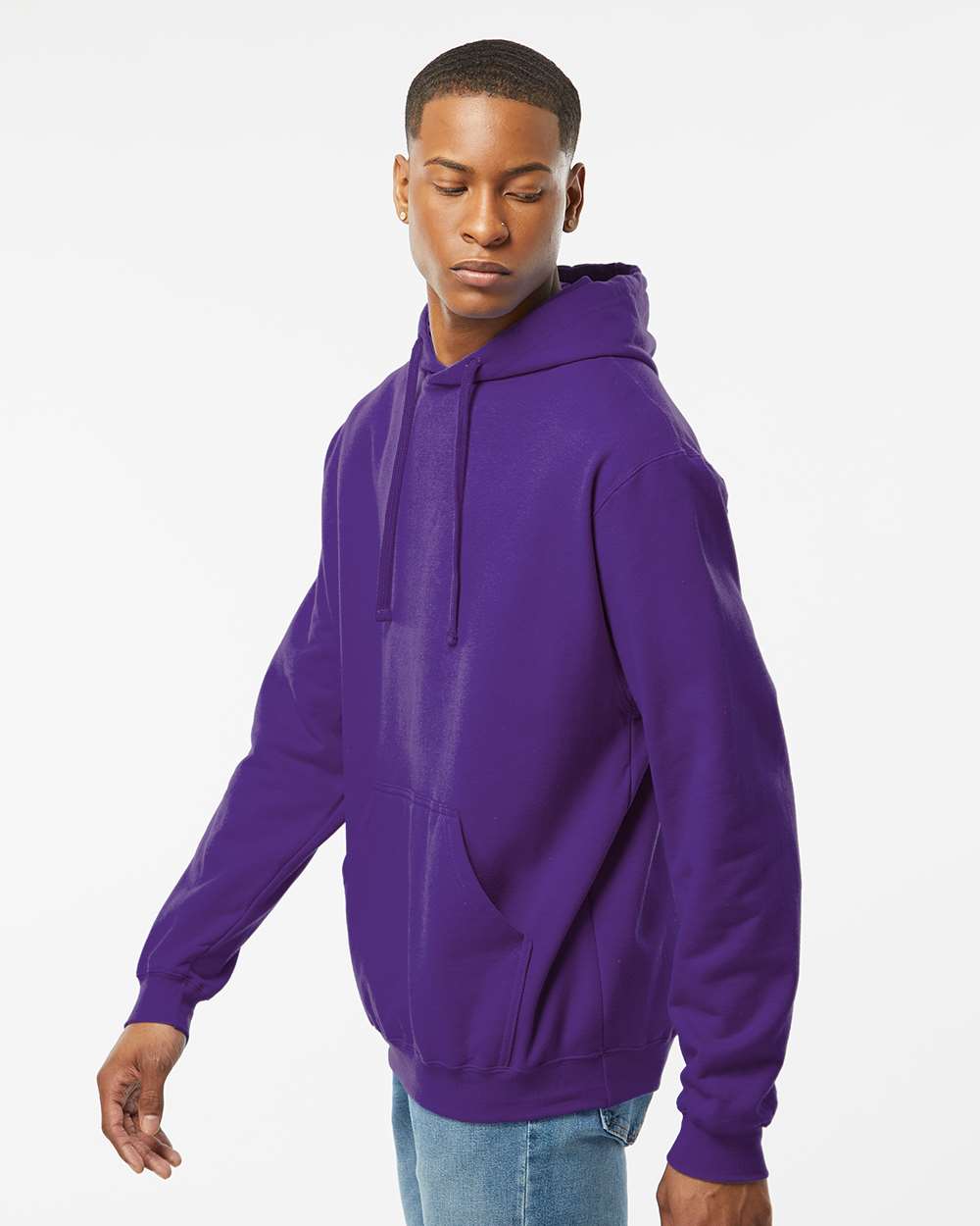 Unisex Fleece Hooded Sweatshirt - OnModelSide - B31359672 - Purple