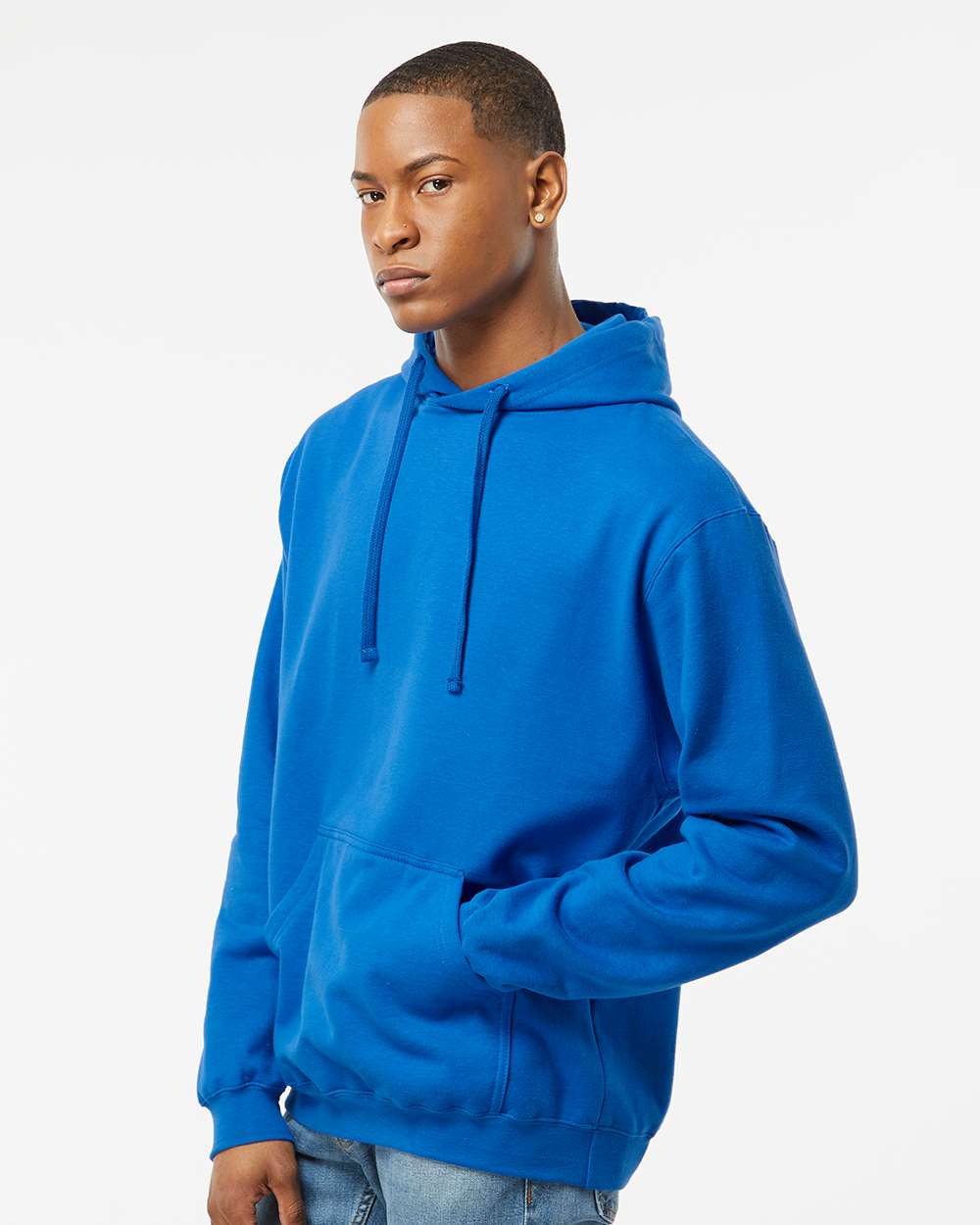 Unisex Fleece Hooded Sweatshirt - OnModelSide - B31359752 - Royal