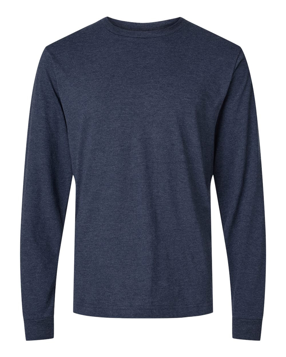 Unisex Fine Jersey Long Sleeve T-Shirt - Front - B00059142 - Heather Denim