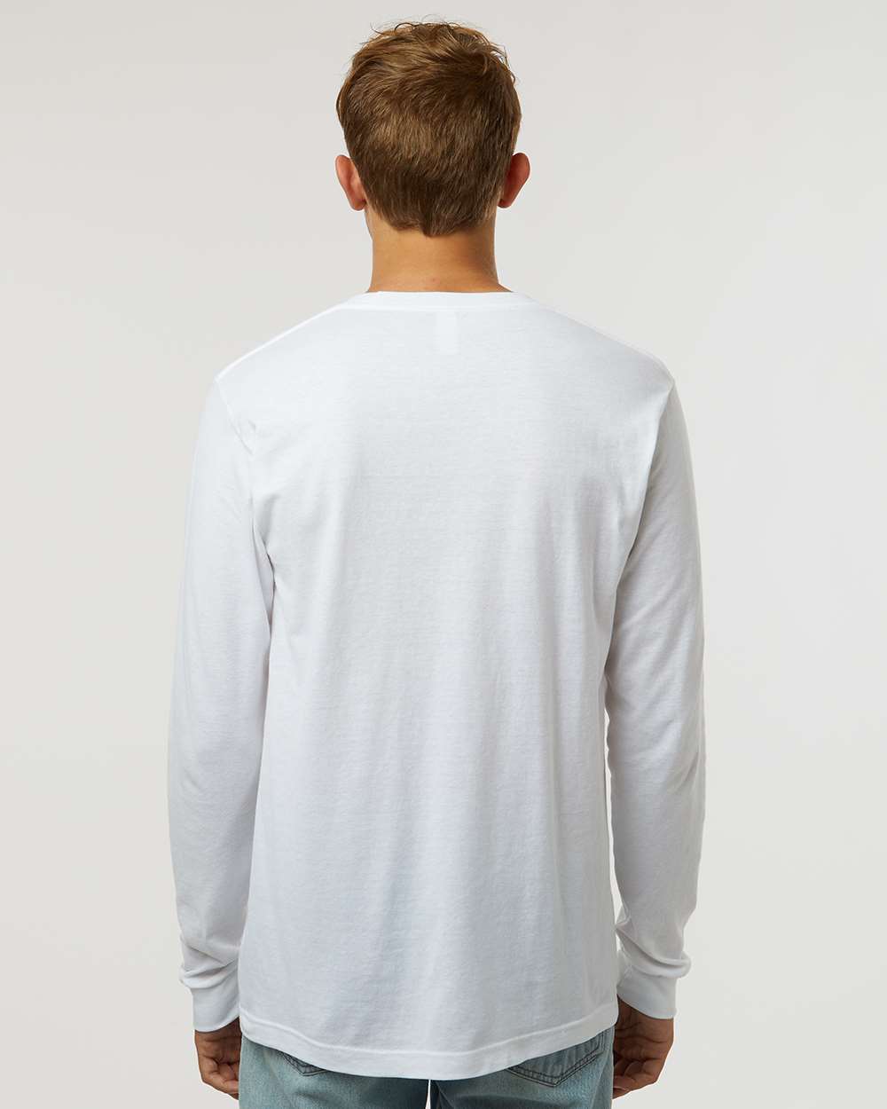 Unisex Fine Jersey Long Sleeve T-Shirt - OnModelBack - B00059002 - White