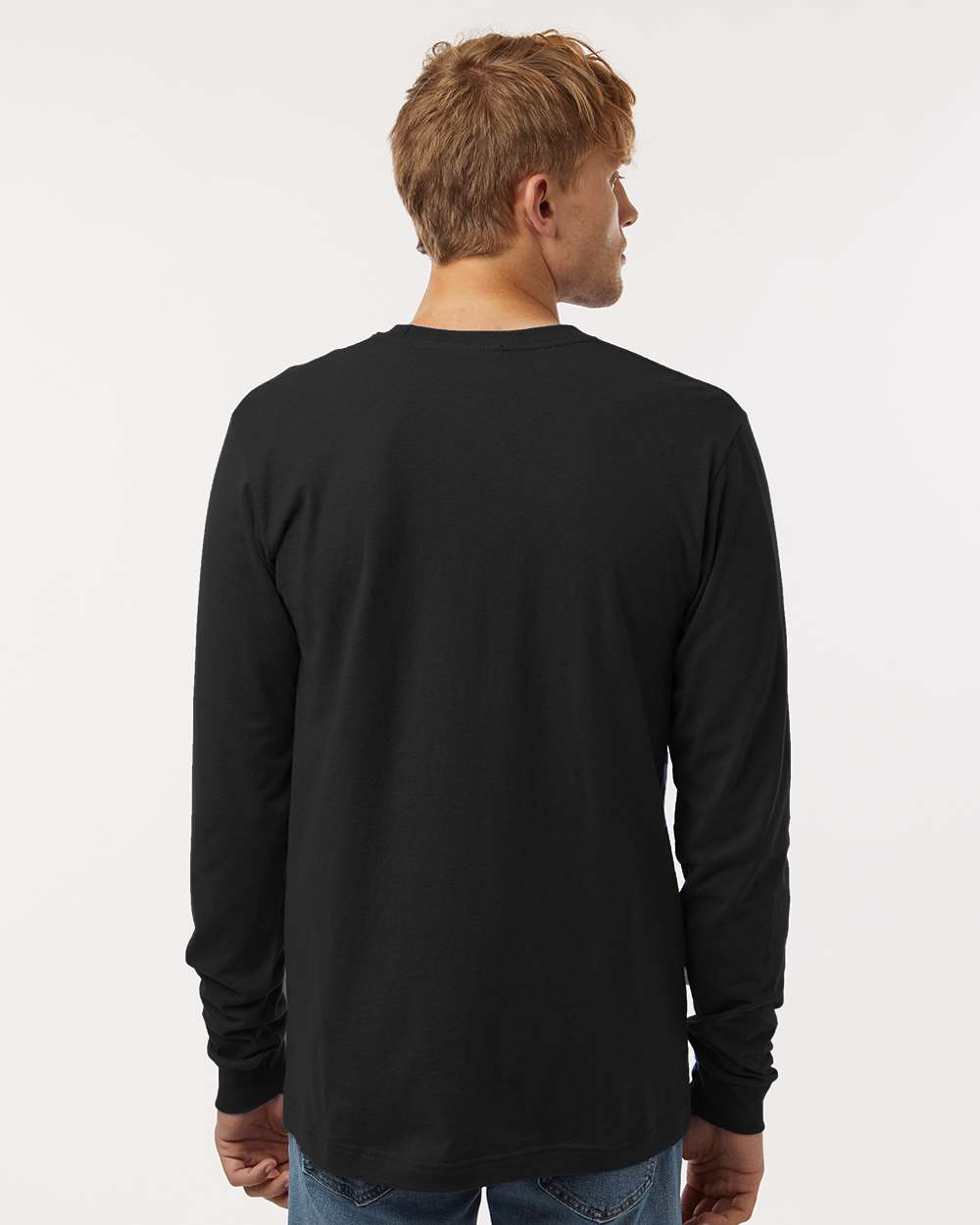 Unisex Fine Jersey Long Sleeve T-Shirt - OnModelBack - B00059502 - Black