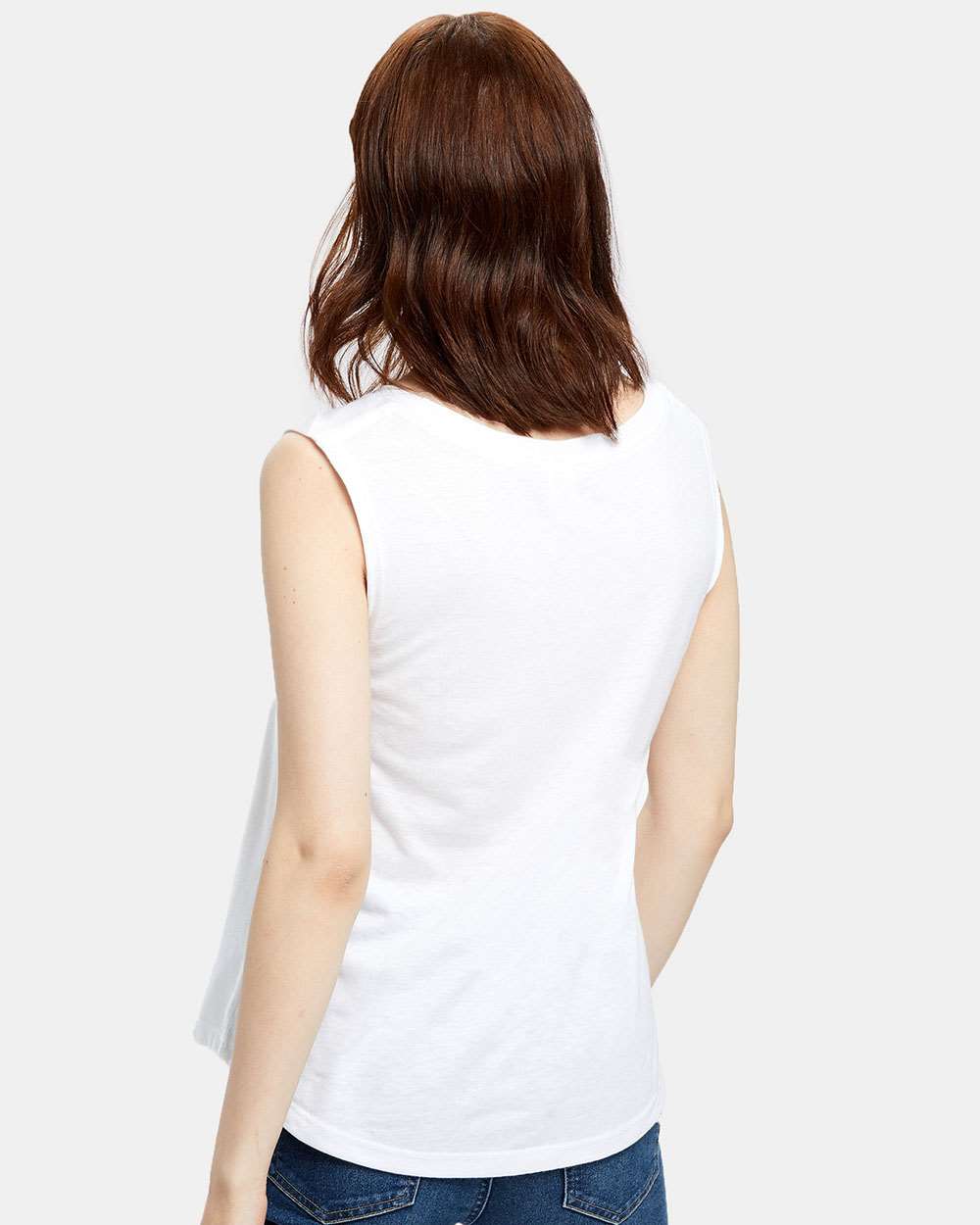 Women's Muscle Tank Top - OnModelBack - B10173004 - Tri-White