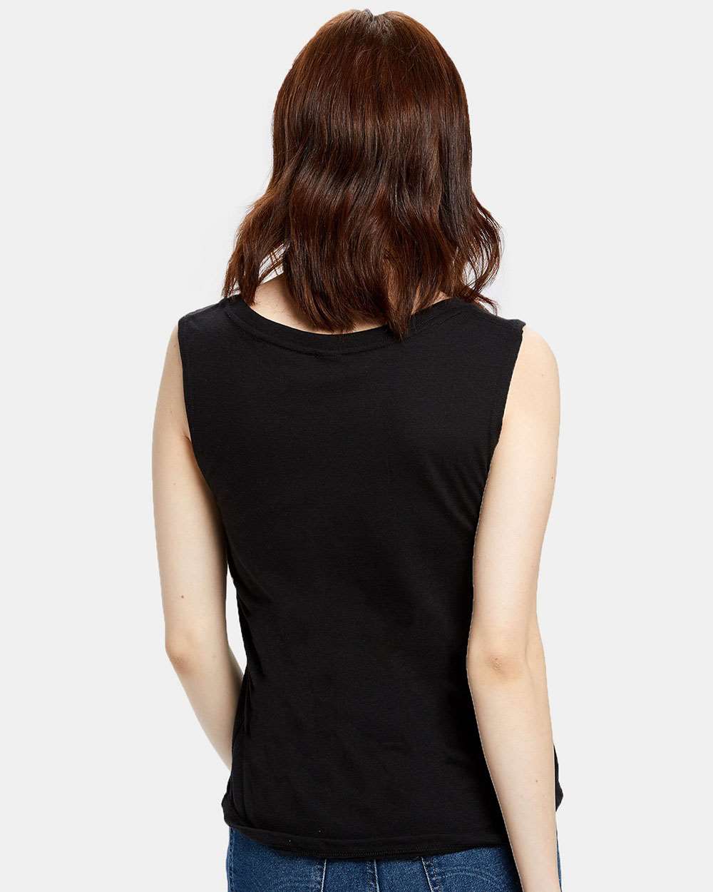 Women's Muscle Tank Top - OnModelBack - B10173506 - Tri Black