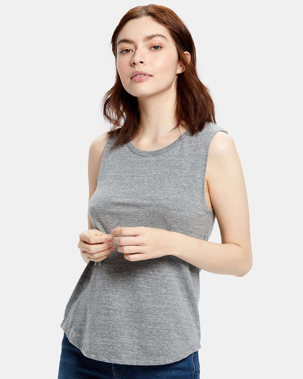 Women's Muscle Tank Top - OnModelFront - B10173594 - Tri Grey