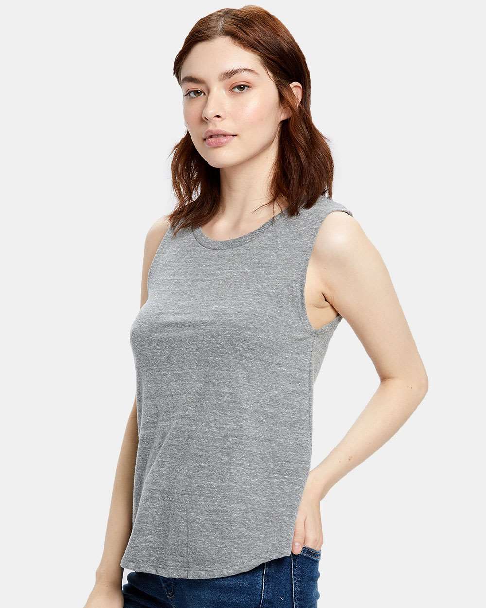 Women's Muscle Tank Top - OnModelSide - B10173594 - Tri Grey