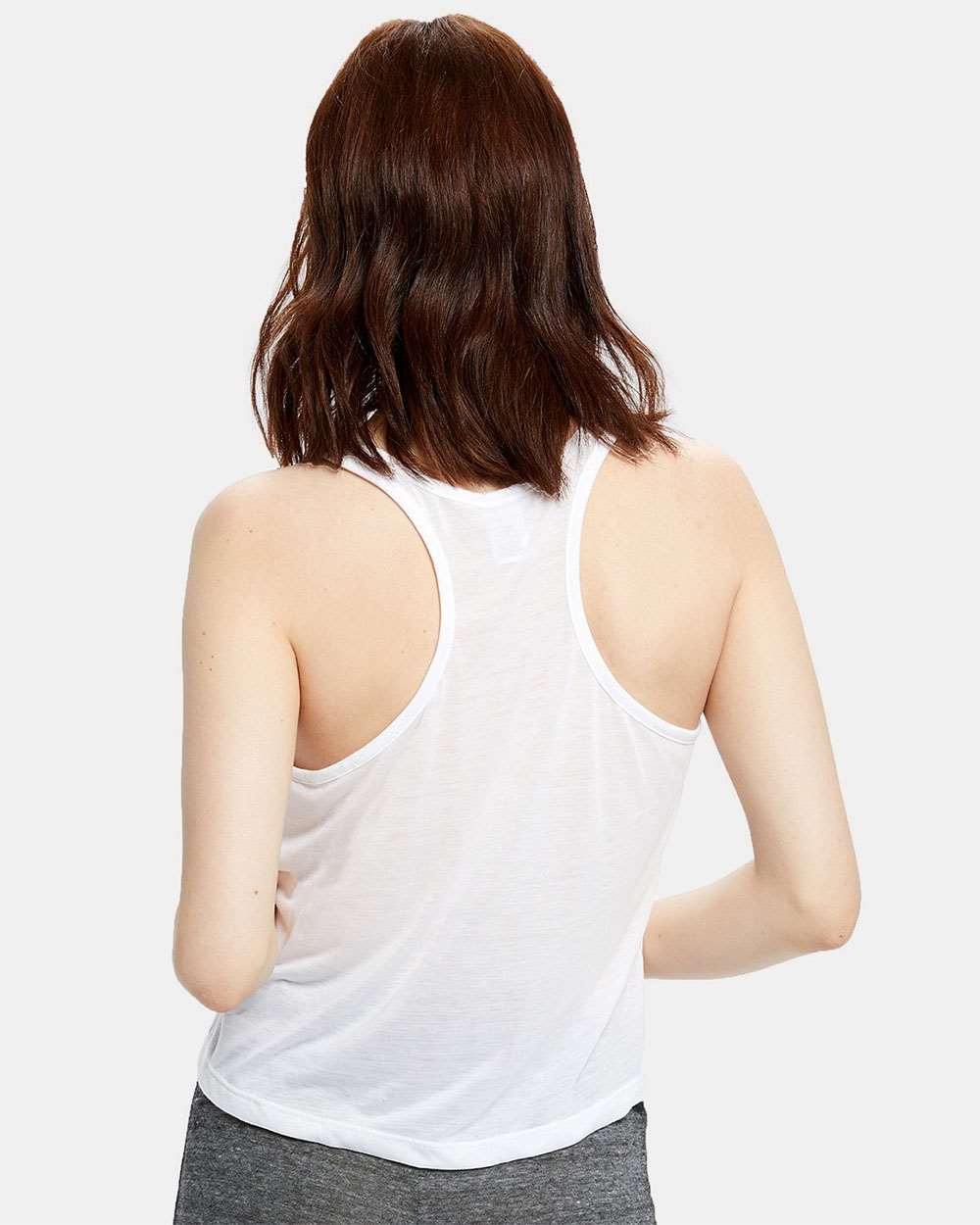 Women's Sheer Cropped Racer Tank Top - OnModelBack - B11173006 - White