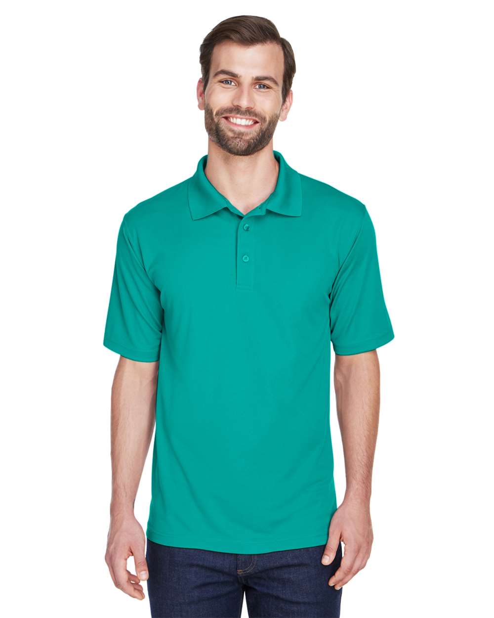 Men's Cool & Dry Mesh Piqué Polo - OnModelFront - B883E1194 - Jade