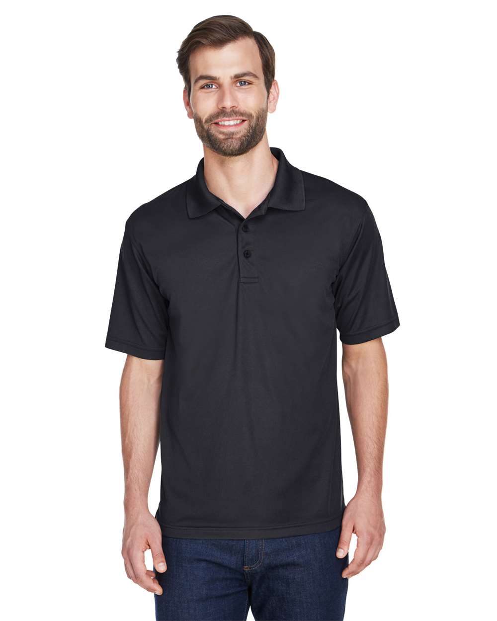 Men's Cool & Dry Mesh Piqué Polo - OnModelFront - B883E1503 - Black