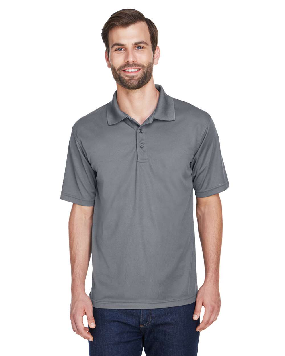Men's Cool & Dry Mesh Piqué Polo - OnModelFront - B883E1623 - Charcoal