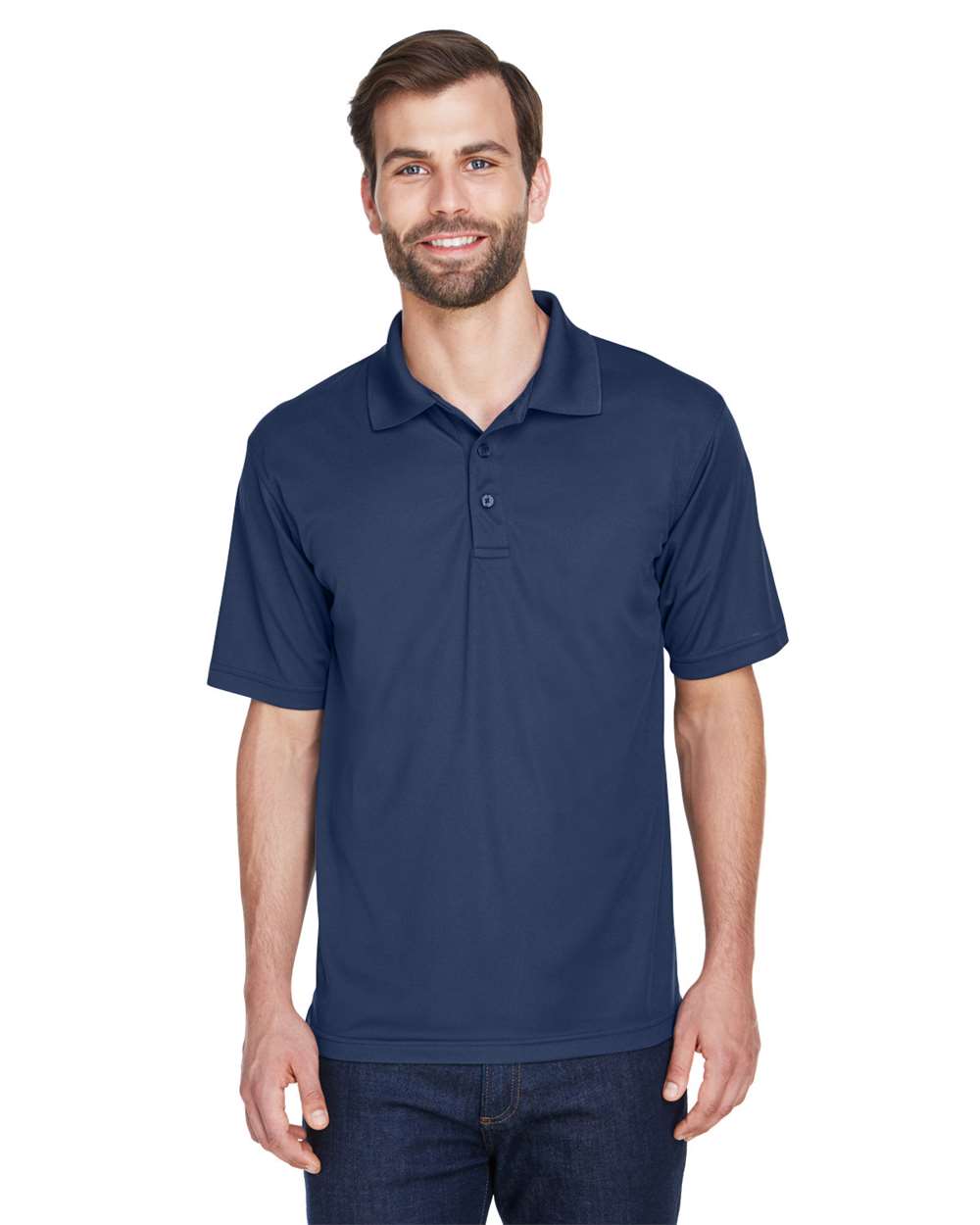 Men's Cool & Dry Mesh Piqué Polo - OnModelFront - B883E1653 - Navy