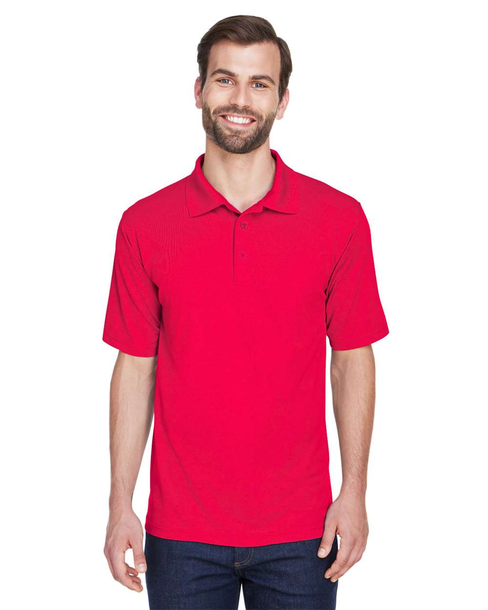 Men's Cool & Dry Mesh Piqué Polo - OnModelFront - B883E1703 - Red