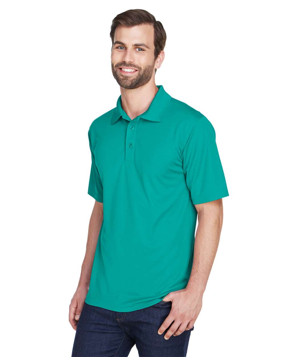 Men's Cool & Dry Mesh Piqué Polo - OnModelSide - B883E1194 - Jade