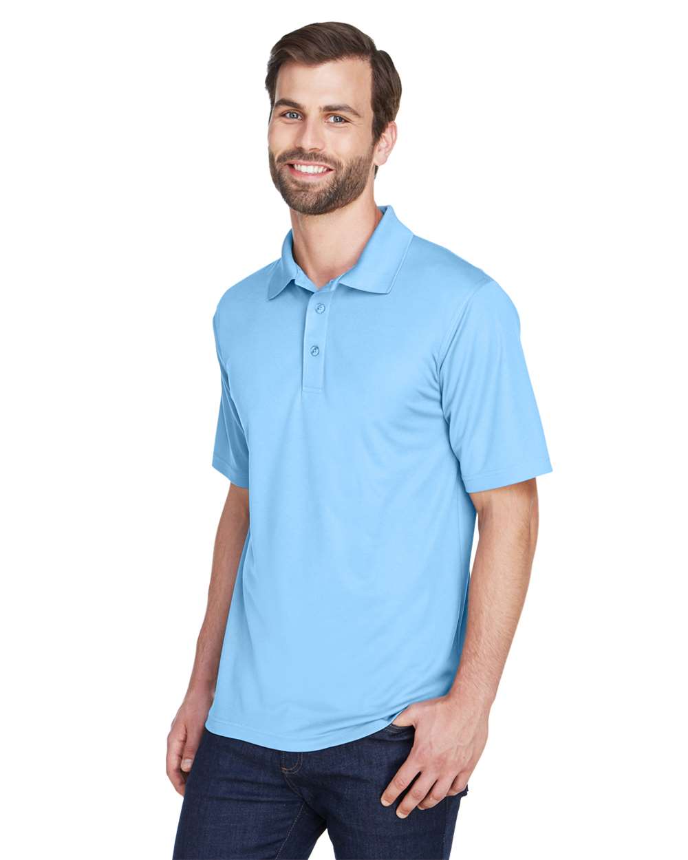 Men's Cool & Dry Mesh Piqué Polo - OnModelSide - B883E1263 - Columbia Blue