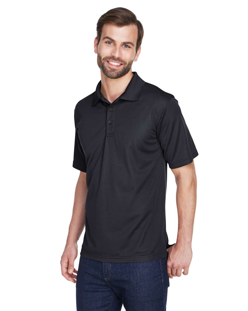 Men's Cool & Dry Mesh Piqué Polo - OnModelSide - B883E1503 - Black
