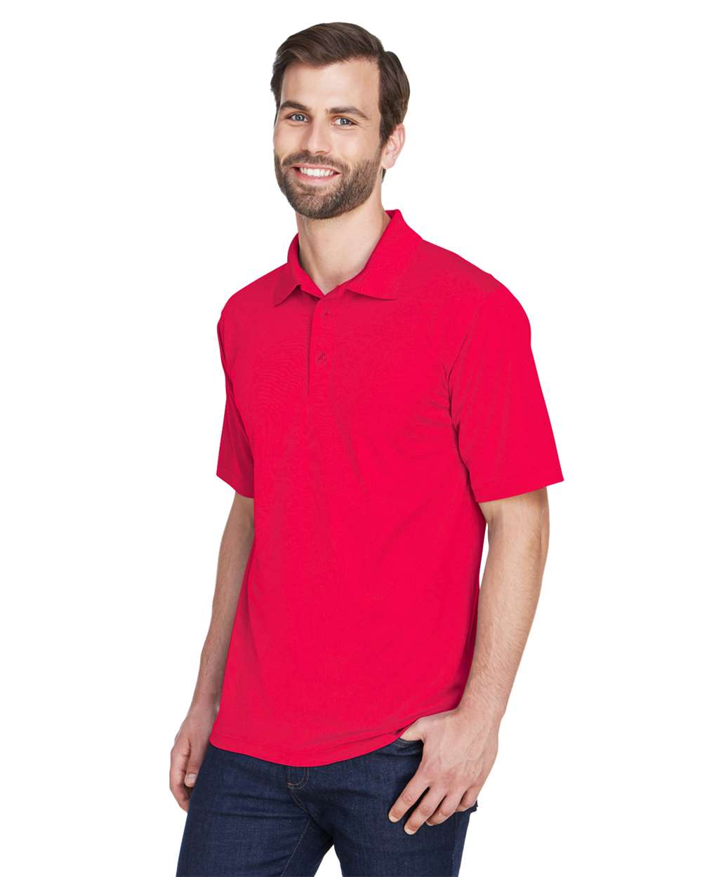 Men's Cool & Dry Mesh Piqué Polo - OnModelSide - B883E1703 - Red