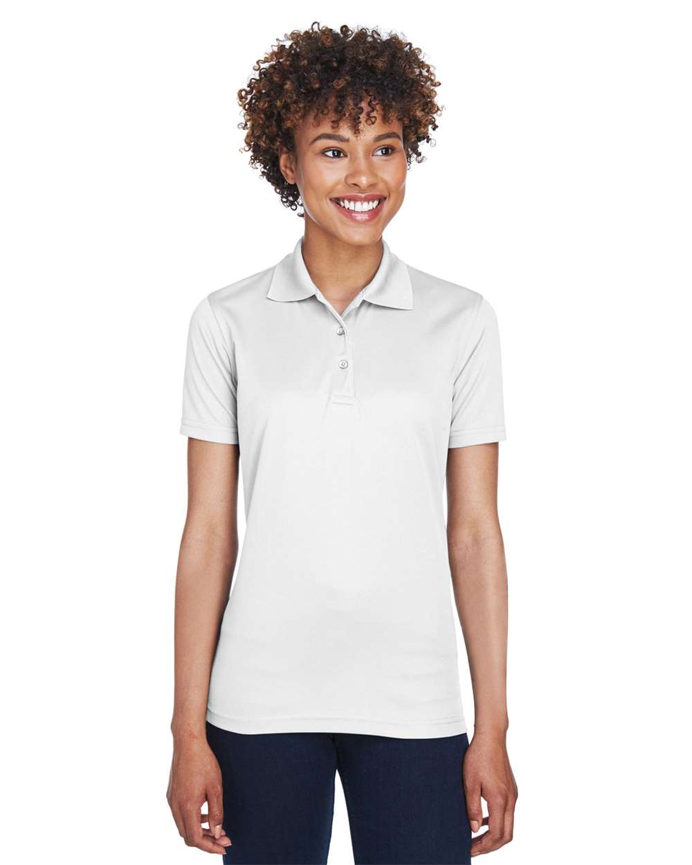 Women's Cool & Dry Mesh Piqué Polo - OnModelFront - B884E1003 - White
