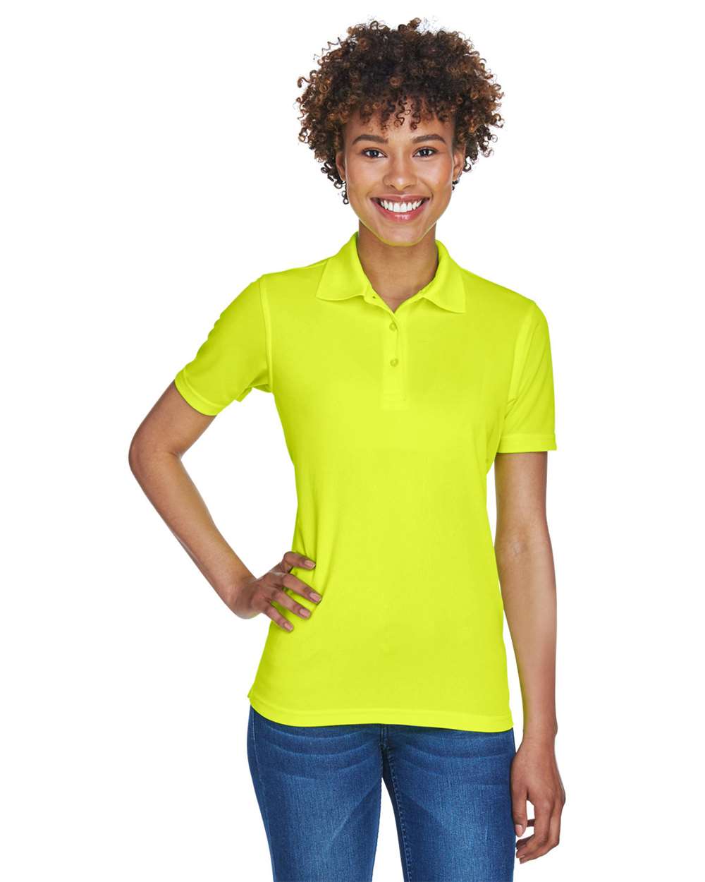 Women's Cool & Dry Mesh Piqué Polo - OnModelFront - B884E1123 - Bright Yellow
