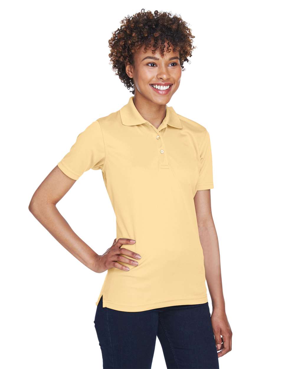 Women's Cool & Dry Mesh Piqué Polo - OnModelSide - B884E1413 - Yellow Haze