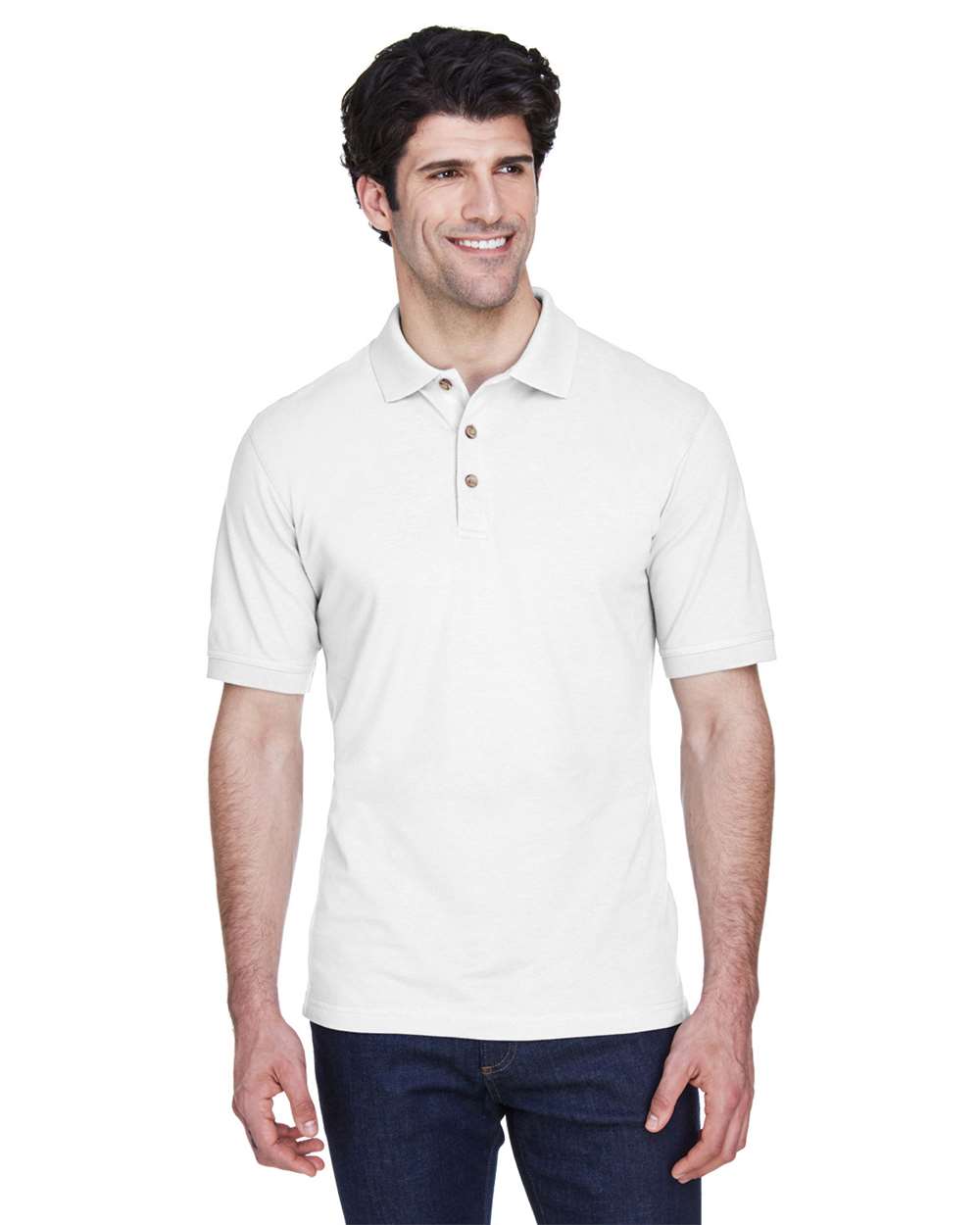 Men's Classic Piqué Polo - OnModelFront - B922E1006 - White