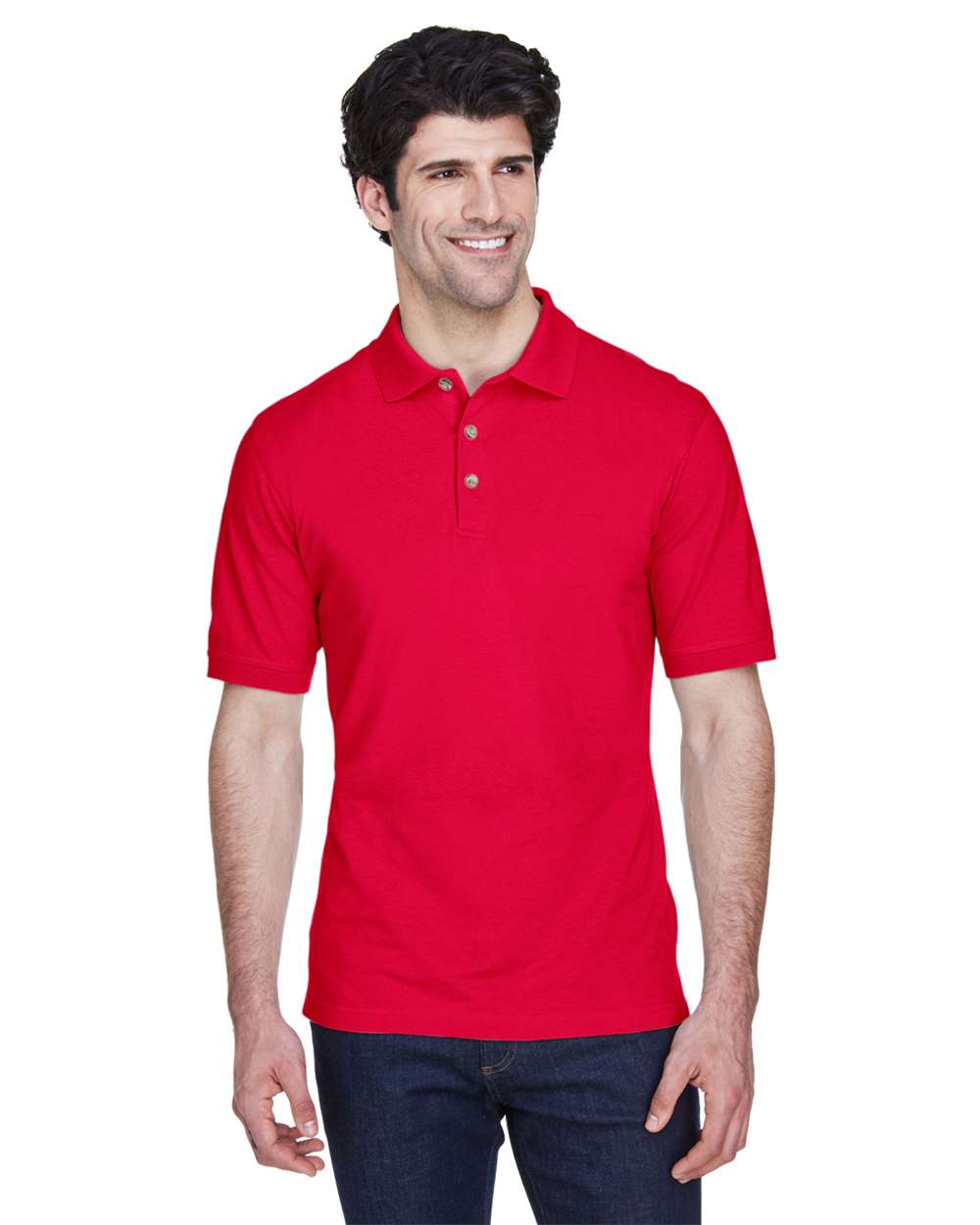Men's Classic Piqué Polo - OnModelFront - B922E1703 - Red