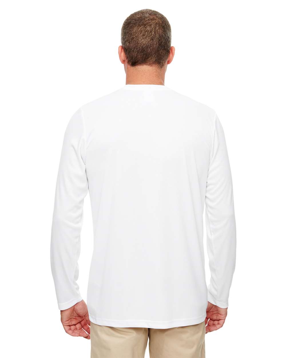 Men's Cool & Dry Sport Performance Long Sleeve T-Shirt - OnModelBack - B935E1004 - White