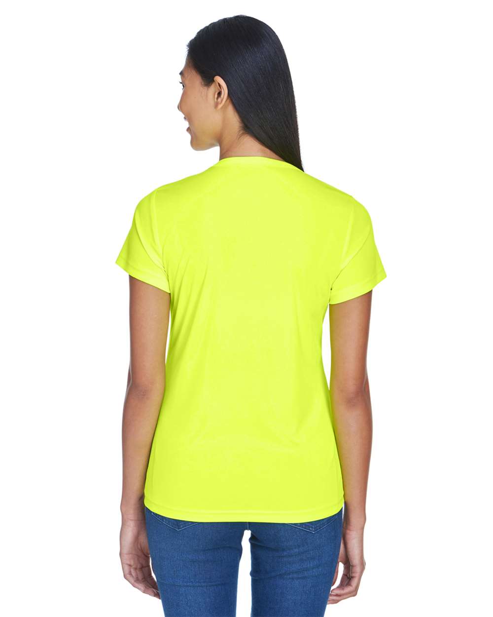 Women's Cool & Dry Sport Performance Interlock T-shirt - OnModelBack - B908E1123 - Bright Yellow