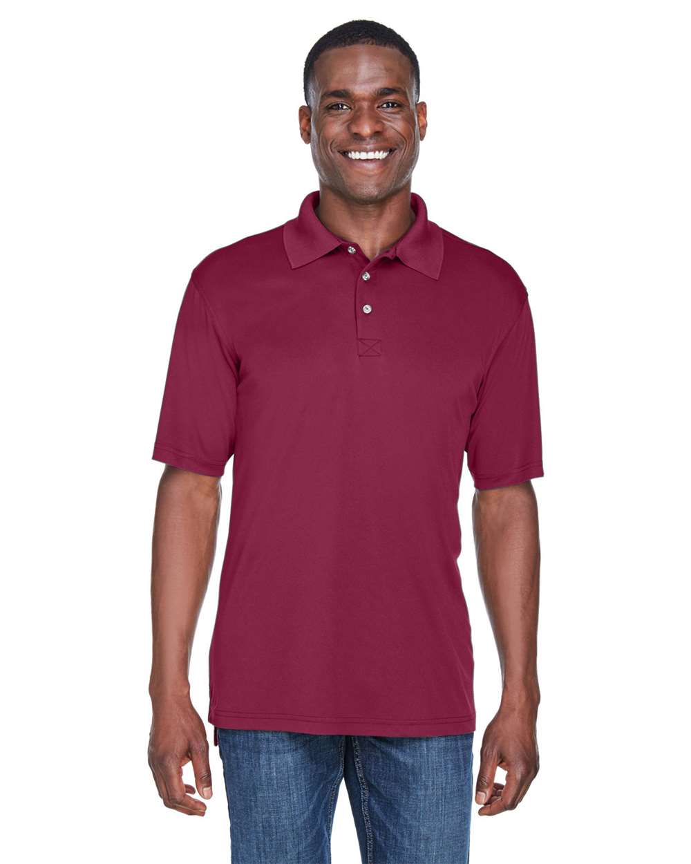 Men's Cool & Dry Sport Performance Interlock Polo - OnModelFront - B911E1533 - Maroon