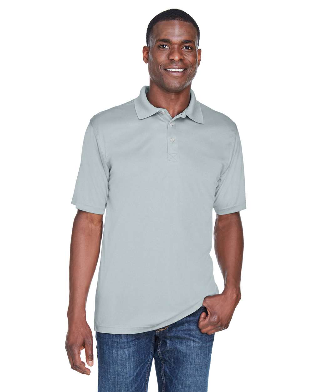 Men's Cool & Dry Sport Performance Interlock Polo - OnModelFront - B911E1593 - Grey