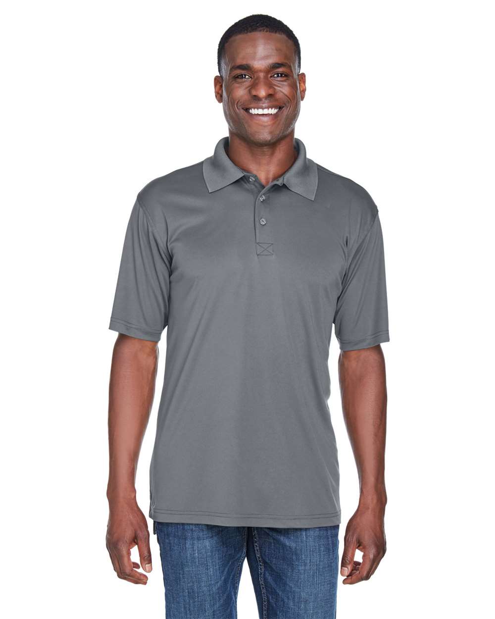 Men's Cool & Dry Sport Performance Interlock Polo - OnModelFront - B911E1623 - Charcoal