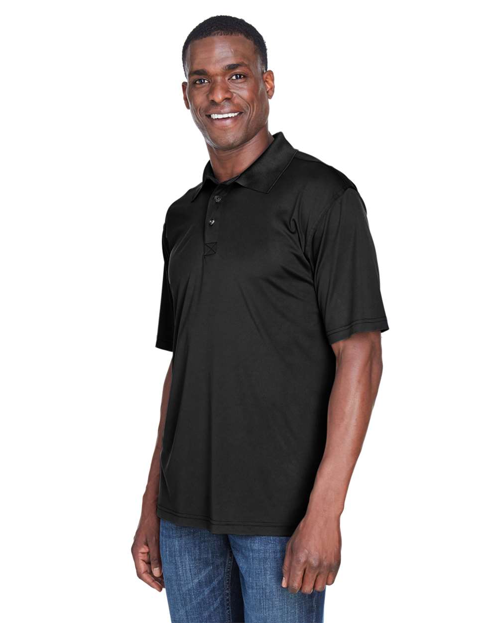 Men's Cool & Dry Sport Performance Interlock Polo - OnModelSide - B911E1503 - Black