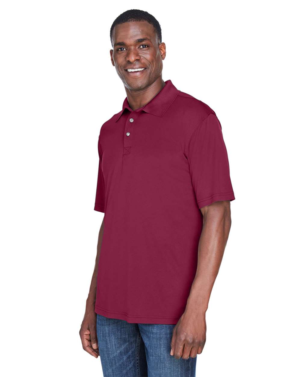 Men's Cool & Dry Sport Performance Interlock Polo - OnModelSide - B911E1533 - Maroon