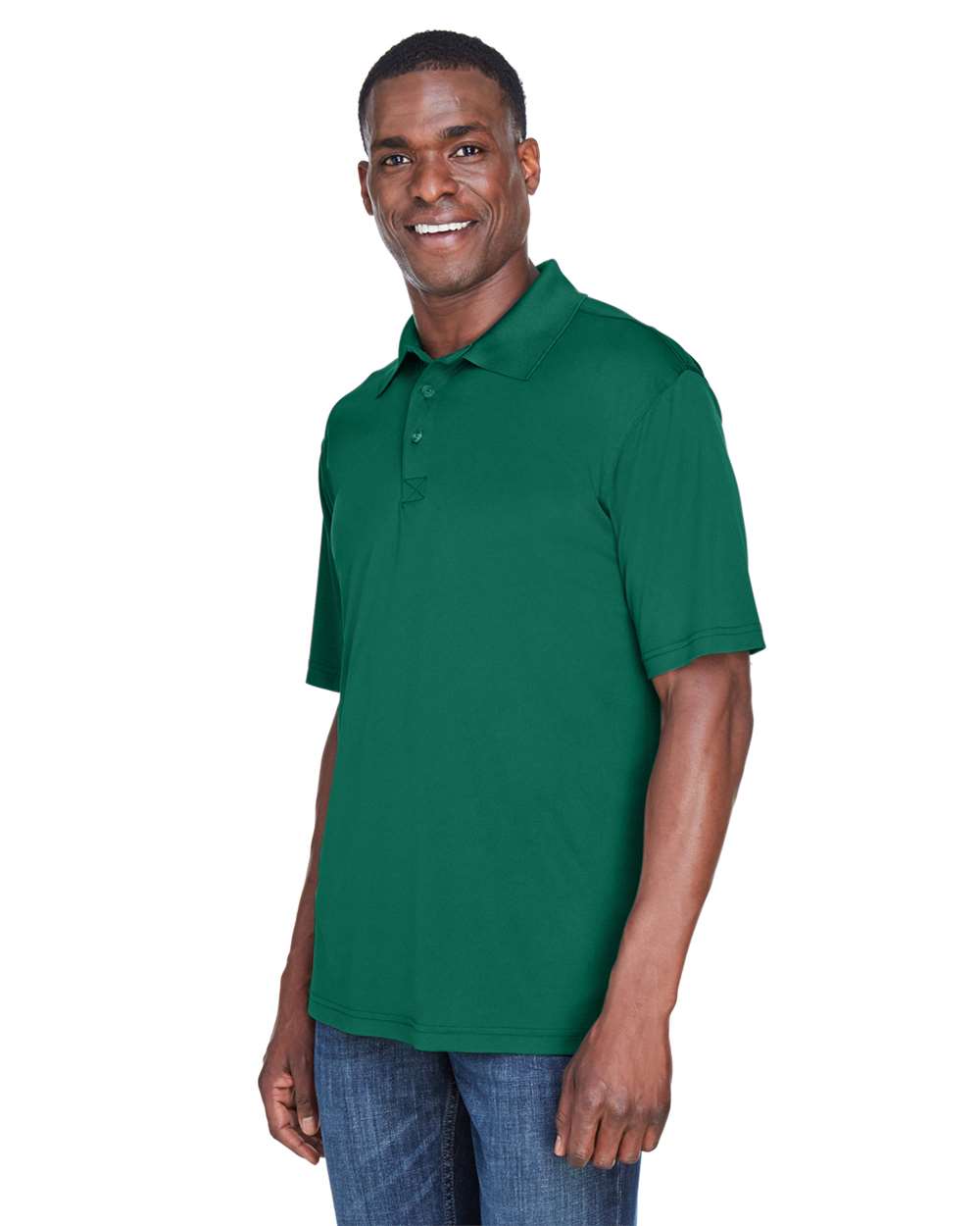 Men's Cool & Dry Sport Performance Interlock Polo - OnModelSide - B911E1543 - Forest Green