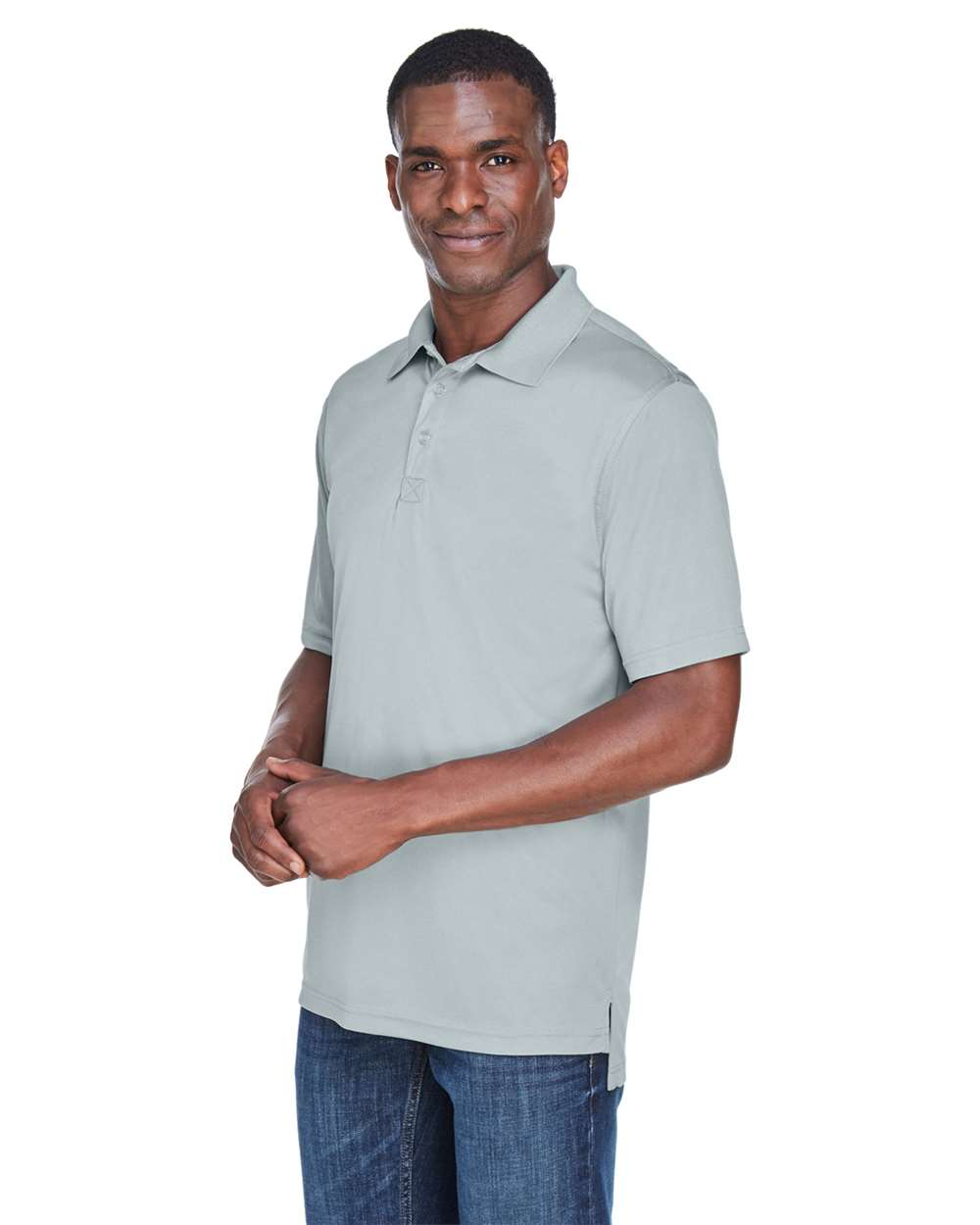 Men's Cool & Dry Sport Performance Interlock Polo - OnModelSide - B911E1593 - Grey
