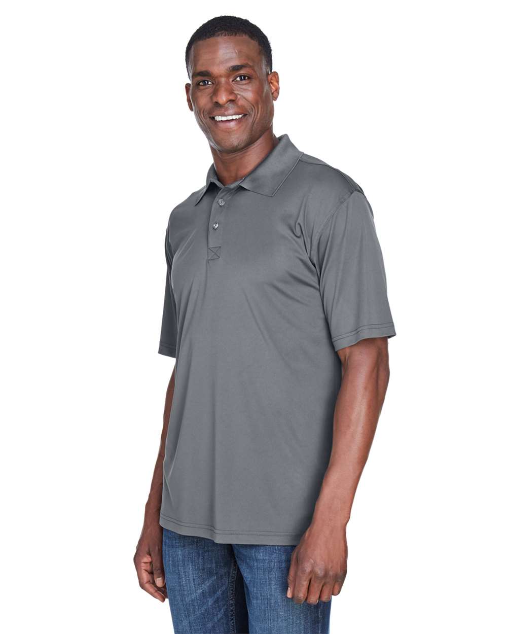 Men's Cool & Dry Sport Performance Interlock Polo - OnModelSide - B911E1623 - Charcoal