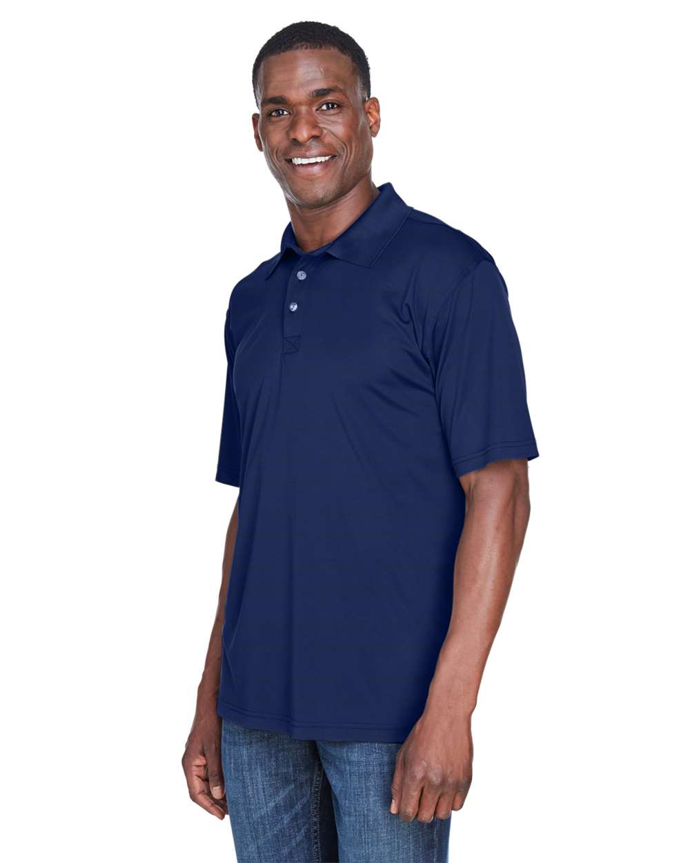Men's Cool & Dry Sport Performance Interlock Polo - OnModelSide - B911E1653 - Navy
