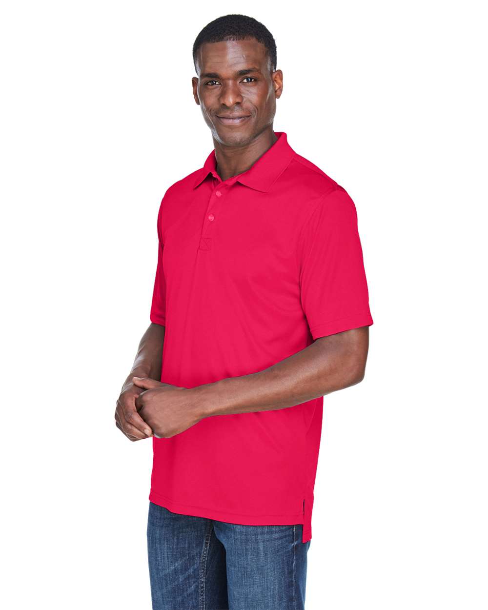 Men's Cool & Dry Sport Performance Interlock Polo - OnModelSide - B911E1703 - Red