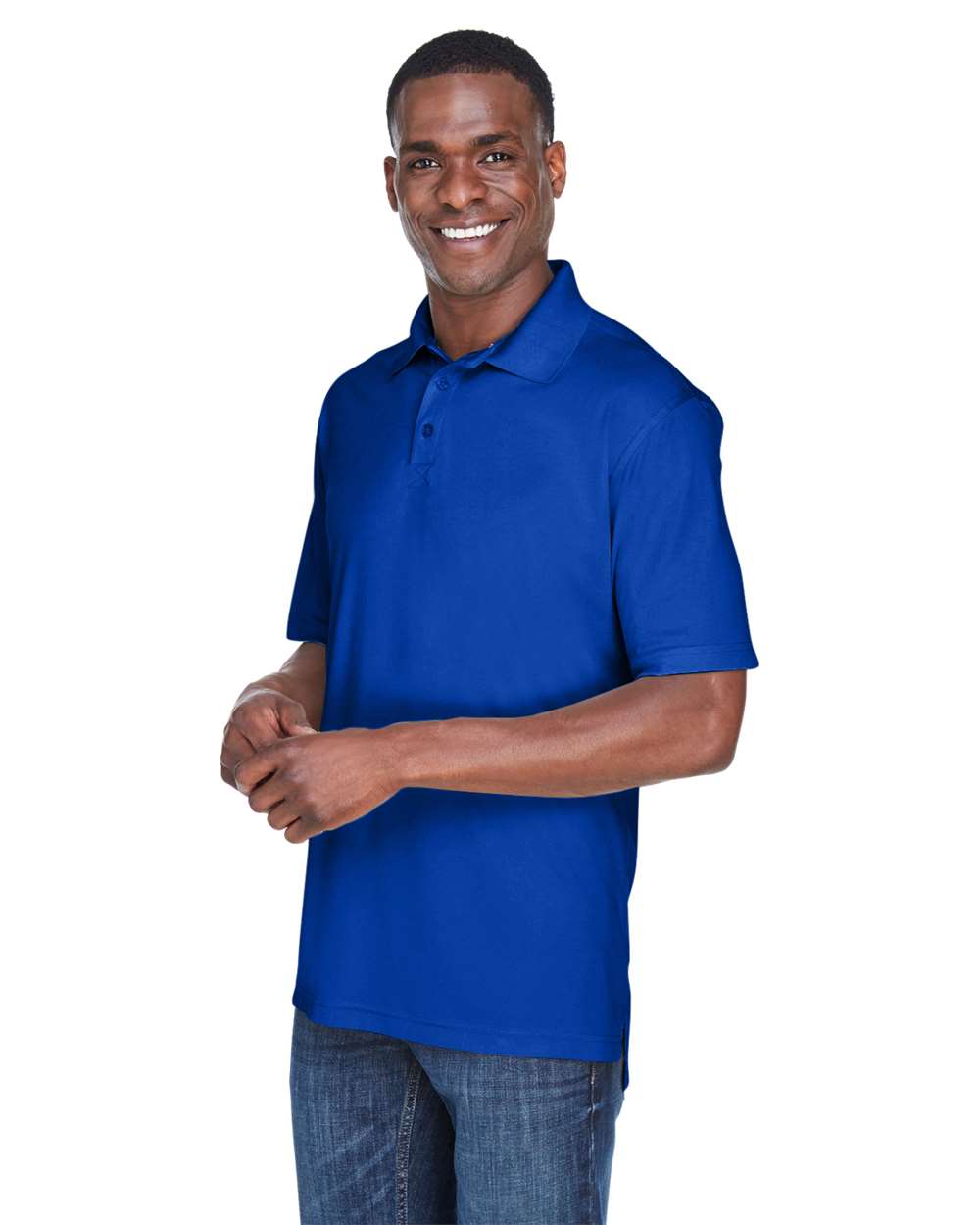 Men's Cool & Dry Sport Performance Interlock Polo - OnModelSide - B911E1753 - Royal