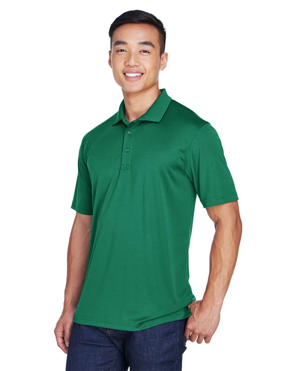 Men's Cool & Dry Sport Polo - OnModelSide - B898E1543 - Forest Green