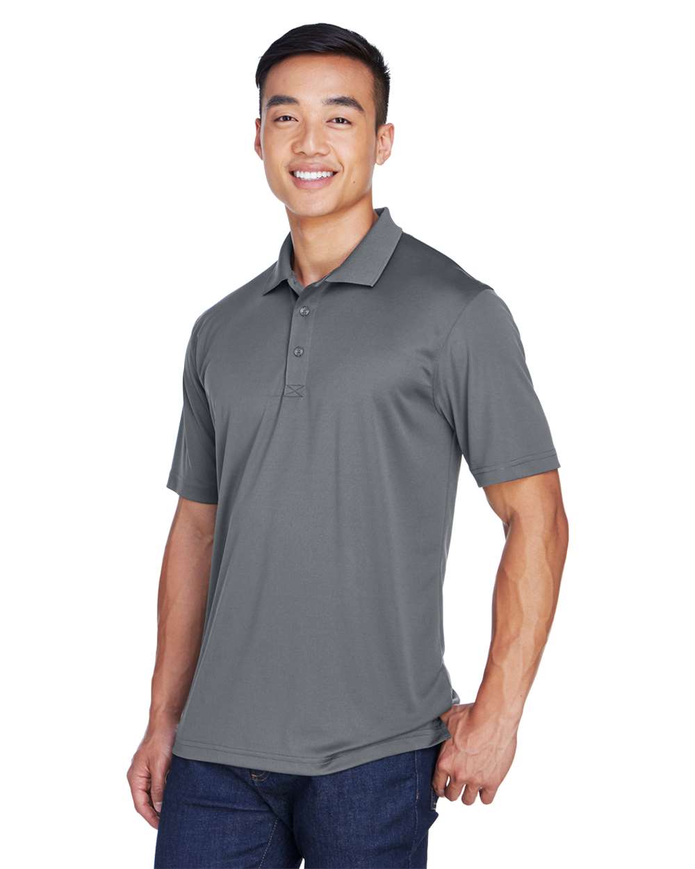 Men's Cool & Dry Sport Polo - OnModelSide - B898E1623 - Charcoal