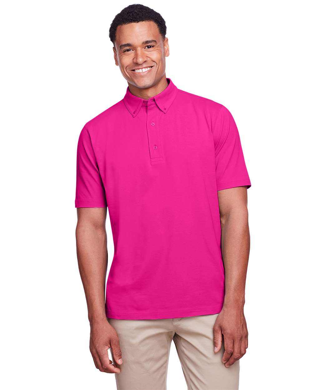 Men's Lakeshore Stretch Cotton Performance Polo - OnModelFront - B960E1303 - Heliconia