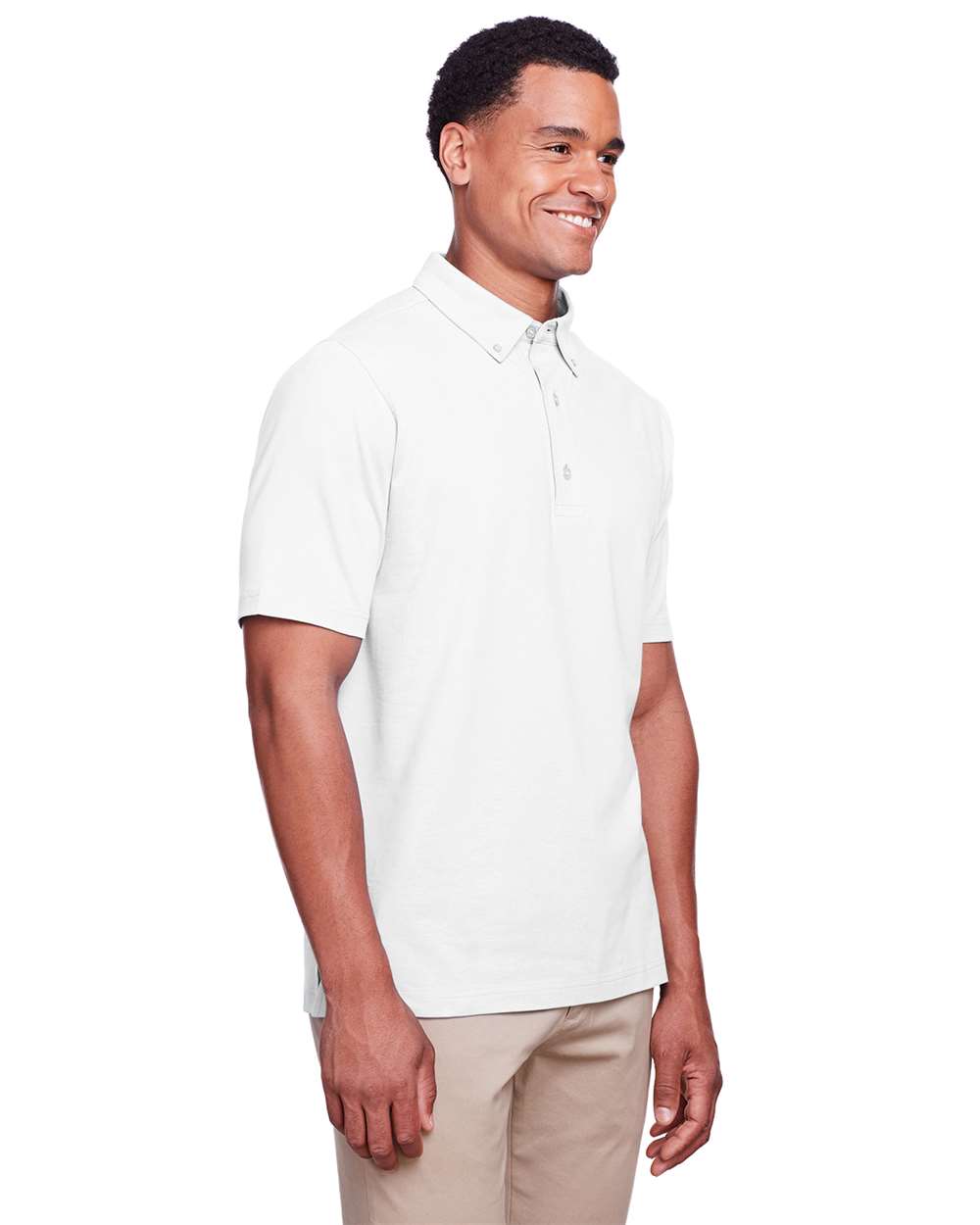 Men's Lakeshore Stretch Cotton Performance Polo - OnModelSide - B960E1003 - White