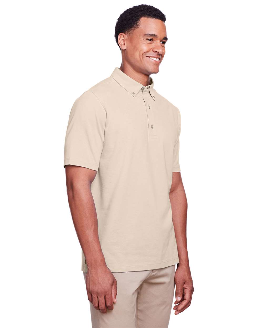 Men's Lakeshore Stretch Cotton Performance Polo - OnModelSide - B960E1243 - Stone