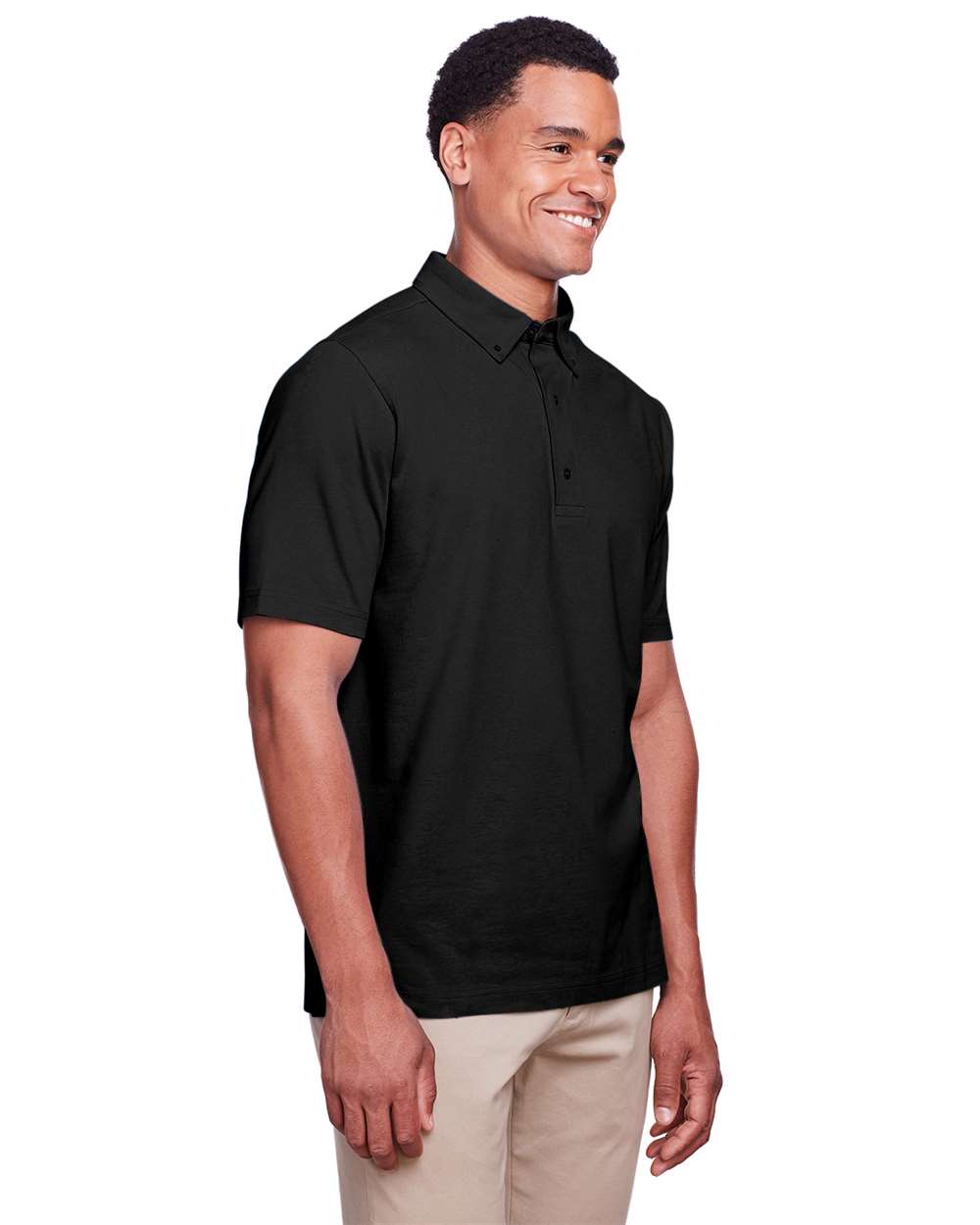 Men's Lakeshore Stretch Cotton Performance Polo - OnModelSide - B960E1503 - Black