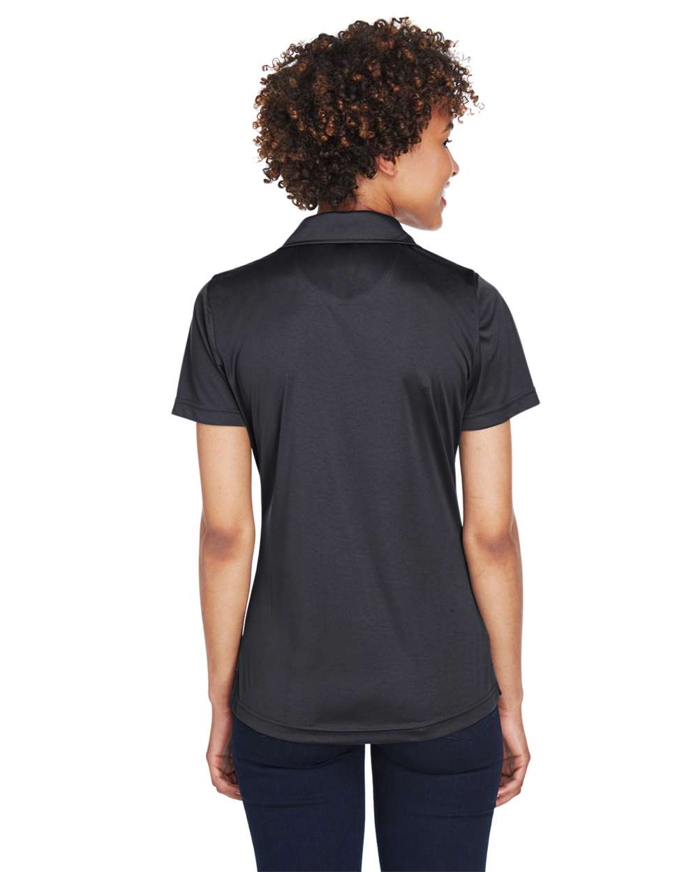 Women's Cool & Dry Sport Performance Interlock Polo - OnModelBack - B912E1502 - Black