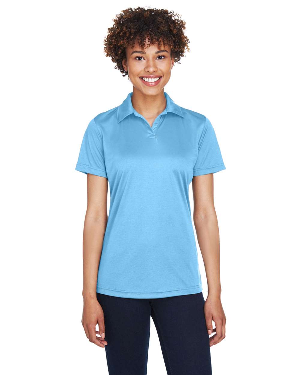 Women's Cool & Dry Sport Performance Interlock Polo - OnModelFront - B912E1262 - Columbia Blue