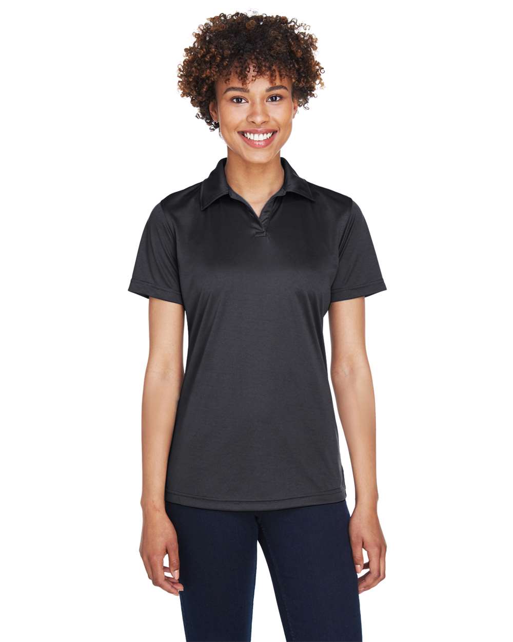 Women's Cool & Dry Sport Performance Interlock Polo - OnModelFront - B912E1502 - Black