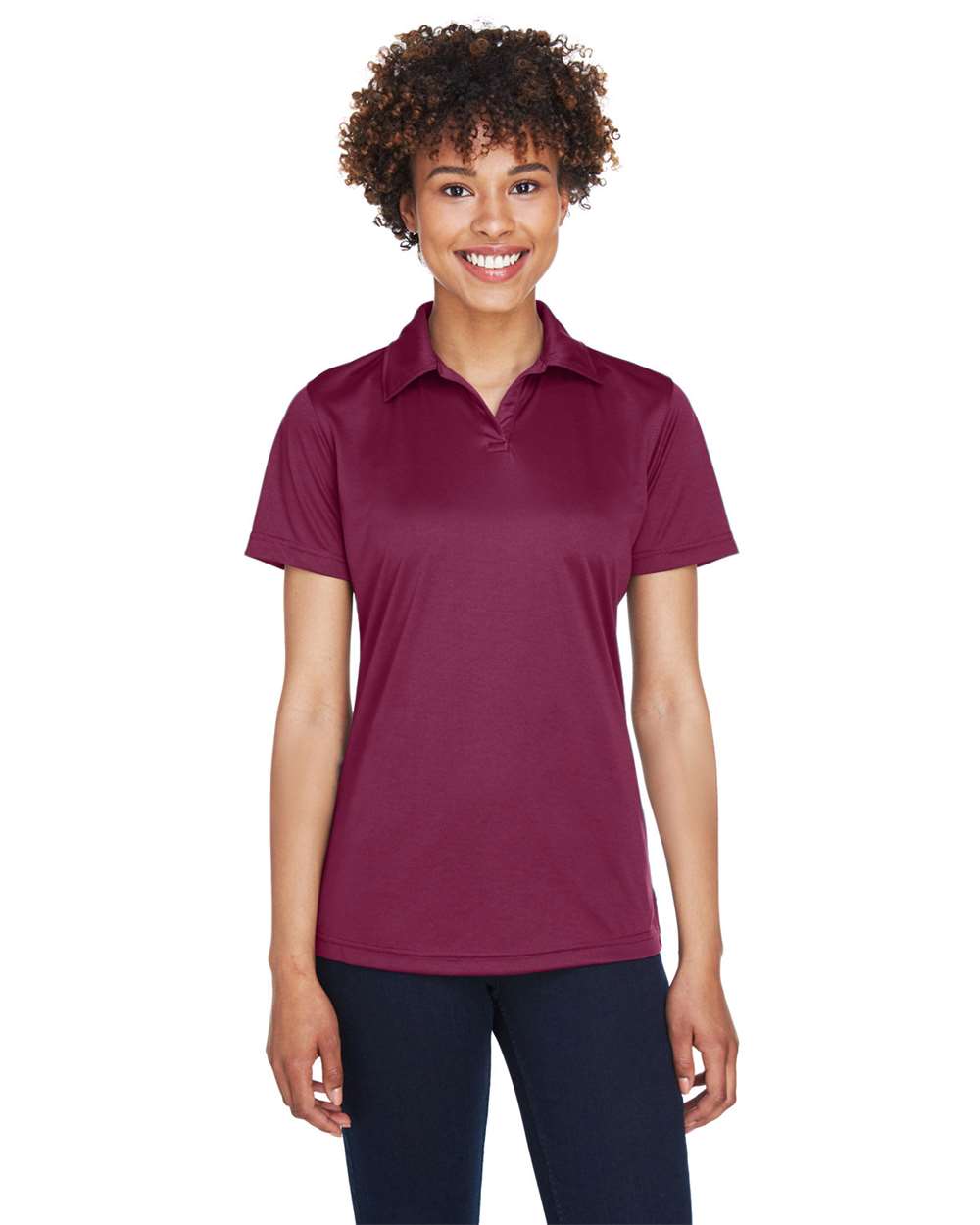 Women's Cool & Dry Sport Performance Interlock Polo - OnModelFront - B912E1532 - Maroon
