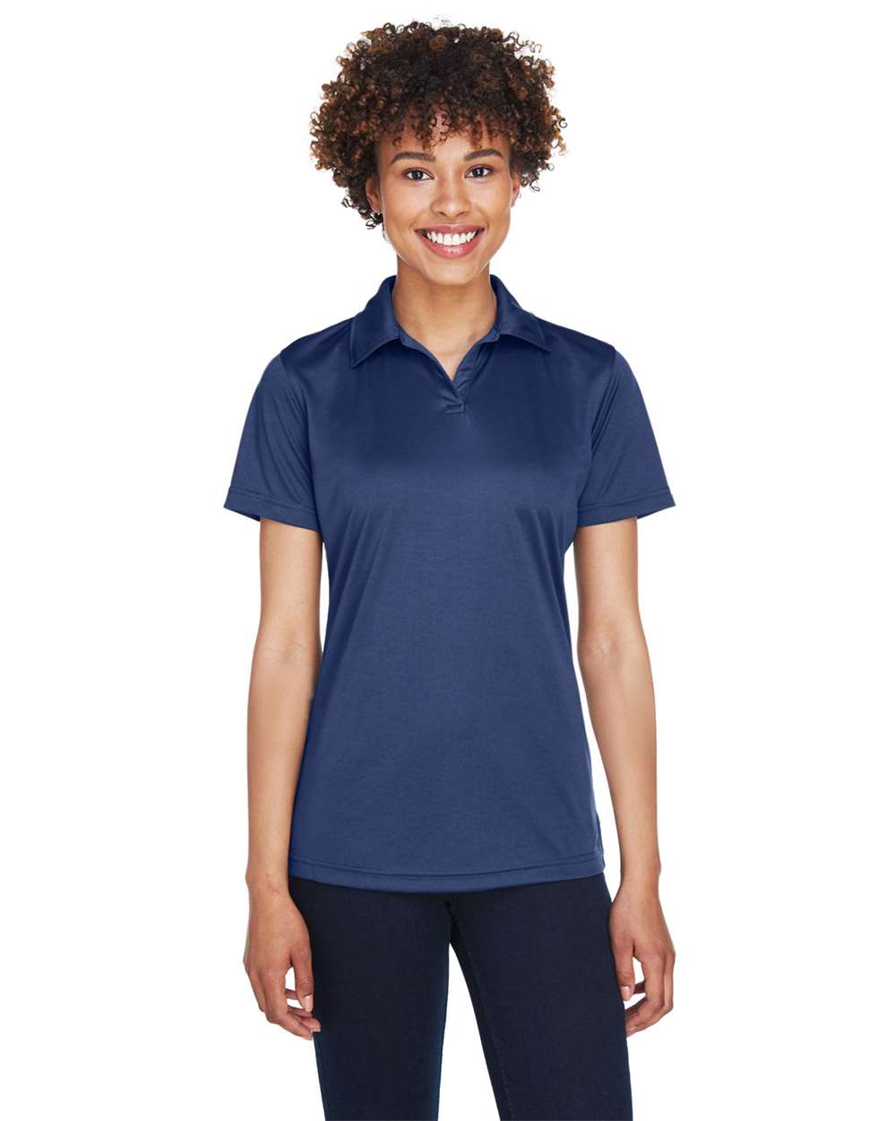 Women's Cool & Dry Sport Performance Interlock Polo - OnModelFront - B912E1652 - Navy